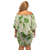Mokihana Maile Ilima Leis Paniolo Palaka Family Matching Off Shoulder Short Dress and Hawaiian Shirt Hawaiian Omaomo Ala Spirit - Polynesian Pride