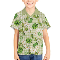 Mokihana Maile Ilima Leis Paniolo Palaka Family Matching Off Shoulder Short Dress and Hawaiian Shirt Hawaiian Omaomo Ala Spirit - Polynesian Pride