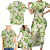 Mokihana Maile Ilima Leis Paniolo Palaka Family Matching Short Sleeve Bodycon Dress and Hawaiian Shirt Hawaiian Omaomo Ala Spirit - Polynesian Pride