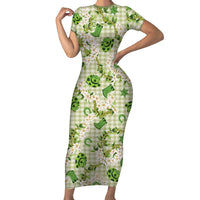 Mokihana Maile Ilima Leis Paniolo Palaka Family Matching Short Sleeve Bodycon Dress and Hawaiian Shirt Hawaiian Omaomo Ala Spirit - Polynesian Pride