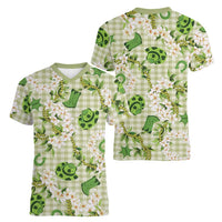 Mokihana Maile Ilima Leis Paniolo Palaka Women V-Neck T-Shirt Hawaiian Omaomo Ala Spirit - Polynesian Pride