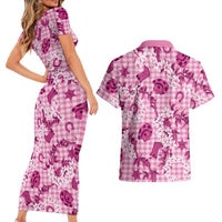 Mokihana Maile Ilima Leis Paniolo Palaka Couples Matching Short Sleeve Bodycon Dress and Hawaiian Shirt Hawaiian Omaomo Ulaula Spirit - Polynesian Pride