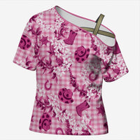 Mokihana Maile Ilima Leis Paniolo Palaka Cross Shoulder Shirt Hawaiian Omaomo Ulaula Spirit - Polynesian Pride