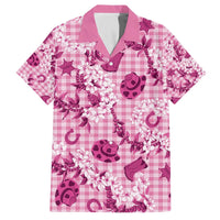 Mokihana Maile Ilima Leis Paniolo Palaka Family Matching Off The Shoulder Long Sleeve Dress and Hawaiian Shirt Hawaiian Omaomo Ulaula Spirit - Polynesian Pride