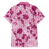 Mokihana Maile Ilima Leis Paniolo Palaka Family Matching Off Shoulder Short Dress and Hawaiian Shirt Hawaiian Omaomo Ulaula Spirit - Polynesian Pride