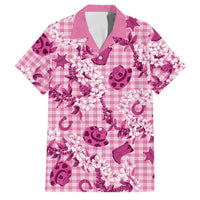 Mokihana Maile Ilima Leis Paniolo Palaka Family Matching Short Sleeve Bodycon Dress and Hawaiian Shirt Hawaiian Omaomo Ulaula Spirit - Polynesian Pride