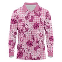 Mokihana Maile Ilima Leis Paniolo Palaka Long Sleeve Polo Shirt Hawaiian Omaomo Ulaula Spirit - Polynesian Pride