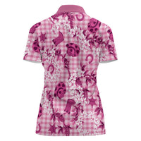Mokihana Maile Ilima Leis Paniolo Palaka Women Polo Shirt Hawaiian Omaomo Ulaula Spirit - Polynesian Pride