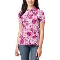 Mokihana Maile Ilima Leis Paniolo Palaka Women Polo Shirt Hawaiian Omaomo Ulaula Spirit - Polynesian Pride
