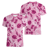 Mokihana Maile Ilima Leis Paniolo Palaka Women V-Neck T-Shirt Hawaiian Omaomo Ulaula Spirit - Polynesian Pride