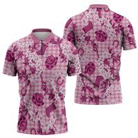 Mokihana Maile Ilima Leis Paniolo Palaka Zipper Polo Shirt Hawaiian Omaomo Ulaula Spirit - Polynesian Pride