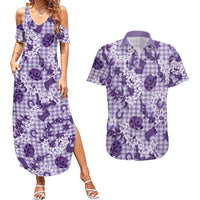 Mokihana Maile Ilima Leis Paniolo Palaka Couples Matching Summer Maxi Dress and Hawaiian Shirt Hawaiian Poni Spirit - Polynesian Pride