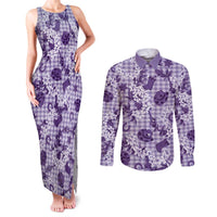 Mokihana Maile Ilima Leis Paniolo Palaka Couples Matching Tank Maxi Dress and Long Sleeve Button Shirt Hawaiian Poni Spirit - Polynesian Pride