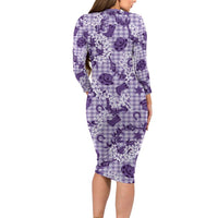 Mokihana Maile Ilima Leis Paniolo Palaka Family Matching Long Sleeve Bodycon Dress and Hawaiian Shirt Hawaiian Poni Spirit - Polynesian Pride