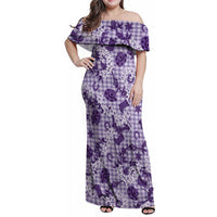 Mokihana Maile Ilima Leis Paniolo Palaka Family Matching Off Shoulder Maxi Dress and Hawaiian Shirt Hawaiian Poni Spirit - Polynesian Pride