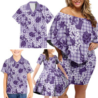 Mokihana Maile Ilima Leis Paniolo Palaka Family Matching Off Shoulder Short Dress and Hawaiian Shirt Hawaiian Poni Spirit - Polynesian Pride