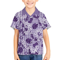 Mokihana Maile Ilima Leis Paniolo Palaka Family Matching Off Shoulder Short Dress and Hawaiian Shirt Hawaiian Poni Spirit - Polynesian Pride
