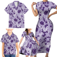 Mokihana Maile Ilima Leis Paniolo Palaka Family Matching Short Sleeve Bodycon Dress and Hawaiian Shirt Hawaiian Poni Spirit - Polynesian Pride