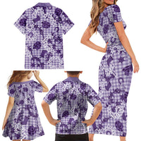 Mokihana Maile Ilima Leis Paniolo Palaka Family Matching Short Sleeve Bodycon Dress and Hawaiian Shirt Hawaiian Poni Spirit - Polynesian Pride