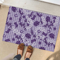 Mokihana Maile Ilima Leis Paniolo Palaka Rubber Doormat Hawaiian Poni Spirit - Polynesian Pride