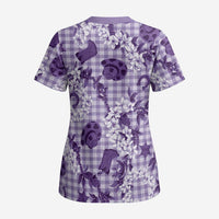 Mokihana Maile Ilima Leis Paniolo Palaka Scrub Top Hawaiian Poni Spirit - Polynesian Pride