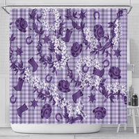Mokihana Maile Ilima Leis Paniolo Palaka Shower Curtain Hawaiian Poni Spirit - Polynesian Pride