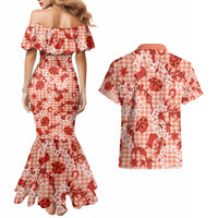 Mokihana Maile Ilima Leis Paniolo Palaka Couples Matching Mermaid Dress and Hawaiian Shirt Hawaiian Ulaula Spirit - Polynesian Pride