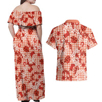 Mokihana Maile Ilima Leis Paniolo Palaka Couples Matching Off Shoulder Maxi Dress and Hawaiian Shirt Hawaiian Ulaula Spirit - Polynesian Pride