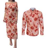 Mokihana Maile Ilima Leis Paniolo Palaka Couples Matching Puletasi and Long Sleeve Button Shirt Hawaiian Ulaula Spirit - Polynesian Pride