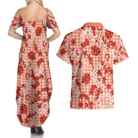 Mokihana Maile Ilima Leis Paniolo Palaka Couples Matching Summer Maxi Dress and Hawaiian Shirt Hawaiian Ulaula Spirit - Polynesian Pride