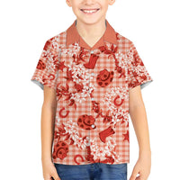 Mokihana Maile Ilima Leis Paniolo Palaka Family Matching Long Sleeve Bodycon Dress and Hawaiian Shirt Hawaiian Ulaula Spirit - Polynesian Pride