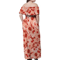 Mokihana Maile Ilima Leis Paniolo Palaka Family Matching Off Shoulder Maxi Dress and Hawaiian Shirt Hawaiian Ulaula Spirit - Polynesian Pride