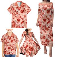 Mokihana Maile Ilima Leis Paniolo Palaka Family Matching Puletasi and Hawaiian Shirt Hawaiian Ulaula Spirit - Polynesian Pride