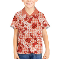 Mokihana Maile Ilima Leis Paniolo Palaka Family Matching Short Sleeve Bodycon Dress and Hawaiian Shirt Hawaiian Ulaula Spirit - Polynesian Pride