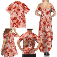Mokihana Maile Ilima Leis Paniolo Palaka Family Matching Summer Maxi Dress and Hawaiian Shirt Hawaiian Ulaula Spirit - Polynesian Pride