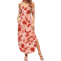 Mokihana Maile Ilima Leis Paniolo Palaka Family Matching Summer Maxi Dress and Hawaiian Shirt Hawaiian Ulaula Spirit - Polynesian Pride