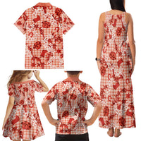Mokihana Maile Ilima Leis Paniolo Palaka Family Matching Tank Maxi Dress and Hawaiian Shirt Hawaiian Ulaula Spirit - Polynesian Pride