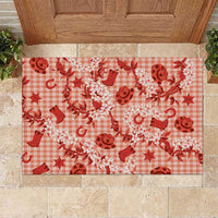 Mokihana Maile Ilima Leis Paniolo Palaka Rubber Doormat Hawaiian Ulaula Spirit - Polynesian Pride