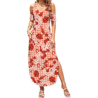 Mokihana Maile Ilima Leis Paniolo Palaka Summer Maxi Dress Hawaiian Ulaula Spirit - Polynesian Pride
