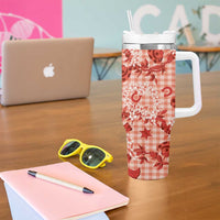 Mokihana Maile Ilima Leis Paniolo Palaka Tumbler With Handle Hawaiian Ulaula Spirit - Polynesian Pride