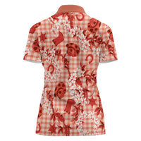 Mokihana Maile Ilima Leis Paniolo Palaka Women Polo Shirt Hawaiian Ulaula Spirit - Polynesian Pride