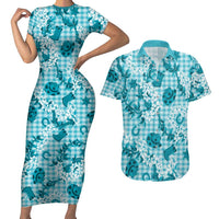 Mokihana Maile Ilima Leis Paniolo Palaka Couples Matching Short Sleeve Bodycon Dress and Hawaiian Shirt Hawaiian Polu Opa Spirit - Polynesian Pride