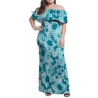 Mokihana Maile Ilima Leis Paniolo Palaka Family Matching Off Shoulder Maxi Dress and Hawaiian Shirt Hawaiian Polu Opa Spirit - Polynesian Pride