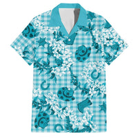 Mokihana Maile Ilima Leis Paniolo Palaka Family Matching Summer Maxi Dress and Hawaiian Shirt Hawaiian Polu Opa Spirit LT9 Dad's Shirt - Short Sleeve Turquoise - Polynesian Pride