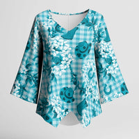 Mokihana Maile Ilima Leis Paniolo Palaka Kimono Sleeve Blouse Hawaiian Polu Opa Spirit - Polynesian Pride