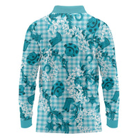 Mokihana Maile Ilima Leis Paniolo Palaka Long Sleeve Polo Shirt Hawaiian Polu Opa Spirit - Polynesian Pride