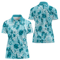 Mokihana Maile Ilima Leis Paniolo Palaka Women Polo Shirt Hawaiian Polu Opa Spirit LT9 - Polynesian Pride