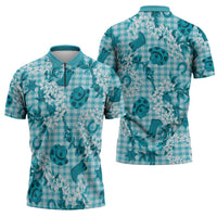 Mokihana Maile Ilima Leis Paniolo Palaka Zipper Polo Shirt Hawaiian Polu Opa Spirit - Polynesian Pride