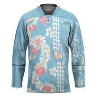 Blue Hawaii Anthurium Plumeria Lei Hockey Jersey LT9 Unisex Blue - Polynesian Pride