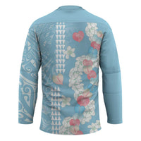 Blue Hawaii Anthurium Plumeria Lei Hockey Jersey LT9 - Polynesian Pride